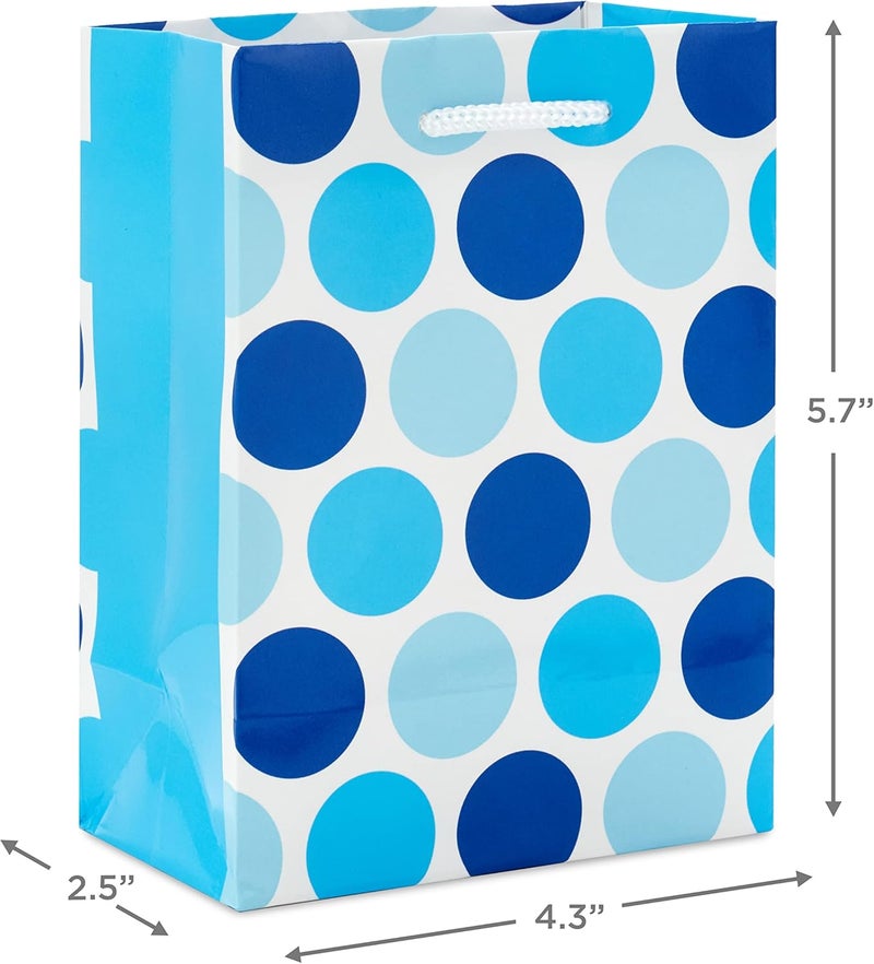 Hallmark Image Arts 5" Small Gift Bags Bulk (10 Blue and White Bags, Snowflakes, Stripes, Snowmen, Polka Dots) for Kids, Coworkers, Gift Cards, Party Favors - Image 3